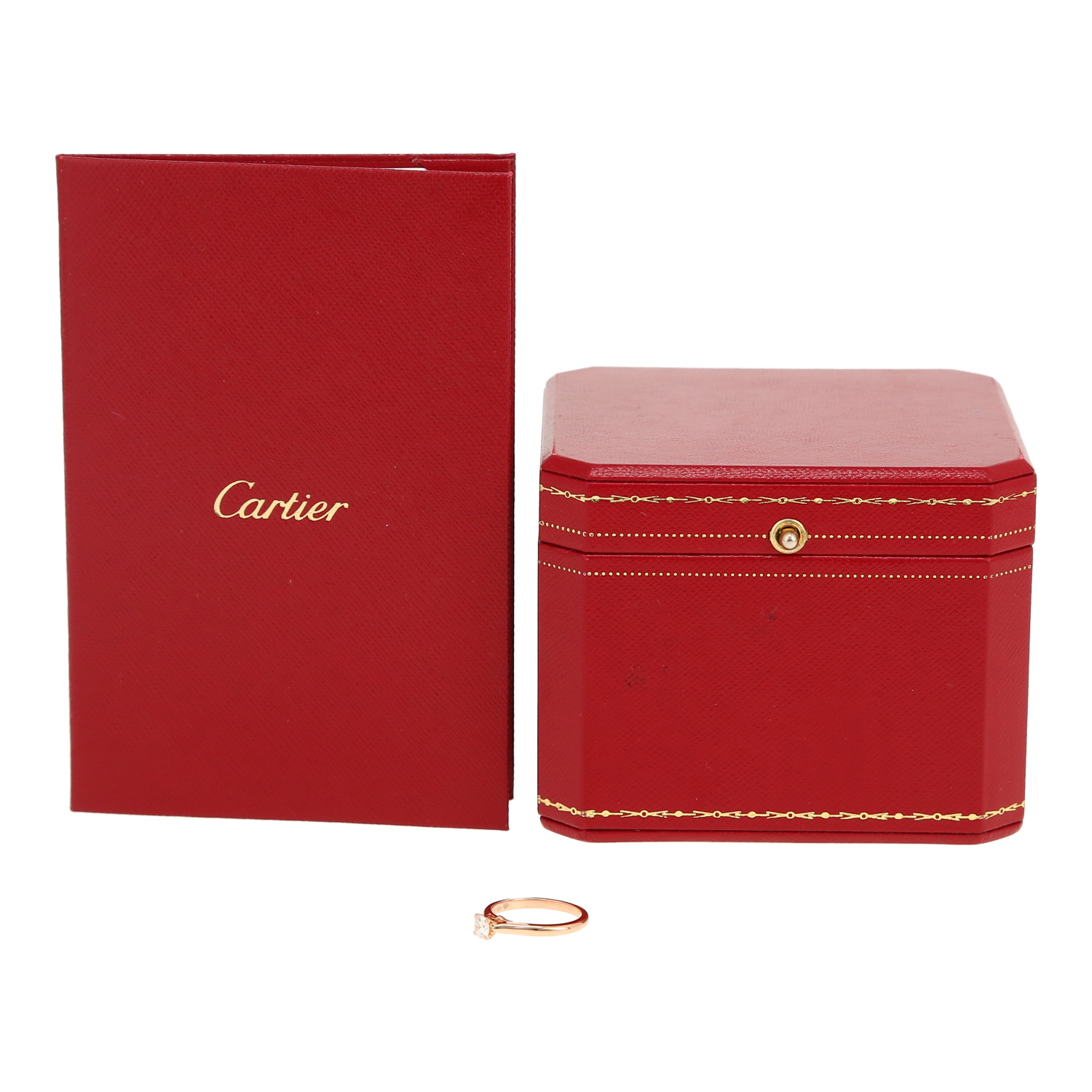 Cartier 1895 solitaire ring in pink gold and diamond - Detail D2