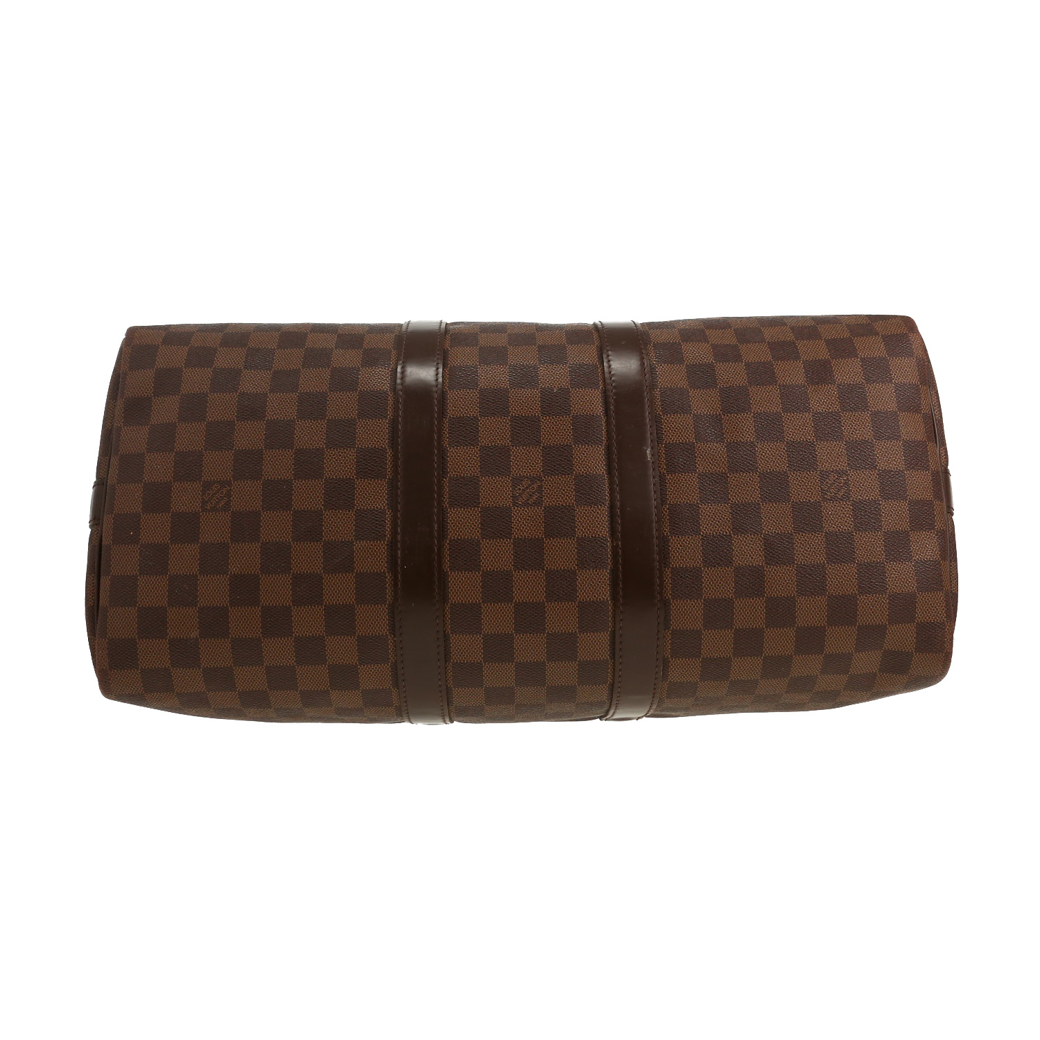Borsa da viaggio Louis Vuitton  Keepall 45 in tela a scacchi ebana e pelle marrone - Detail D1