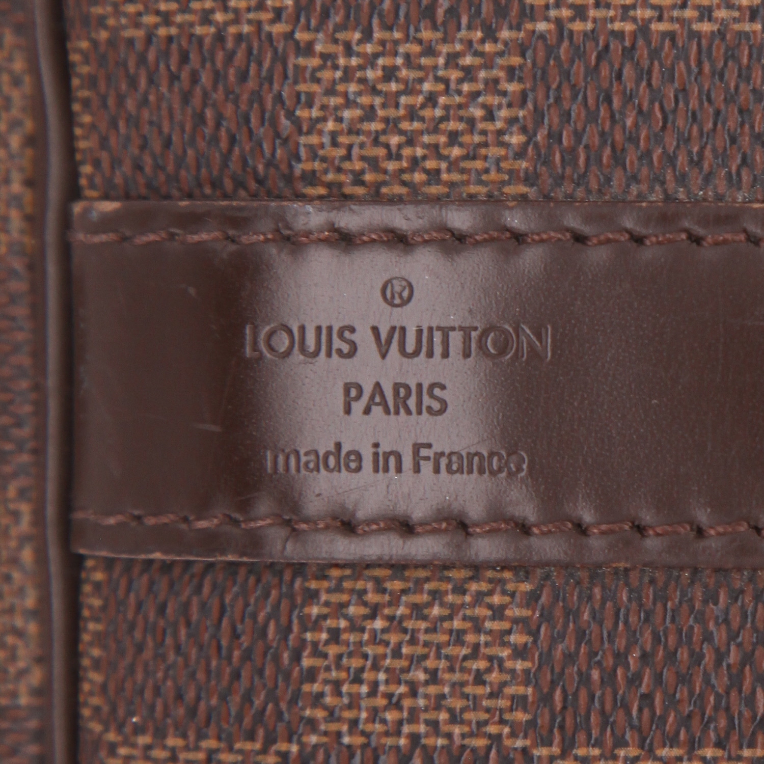 Louis Vuitton  Keepall 45 travel bag  in ebene damier canvas  and brown leather - Detail D2