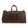 Louis Vuitton  Keepall 45 travel bag  in ebene damier canvas  and brown leather - Detail D4 thumbnail