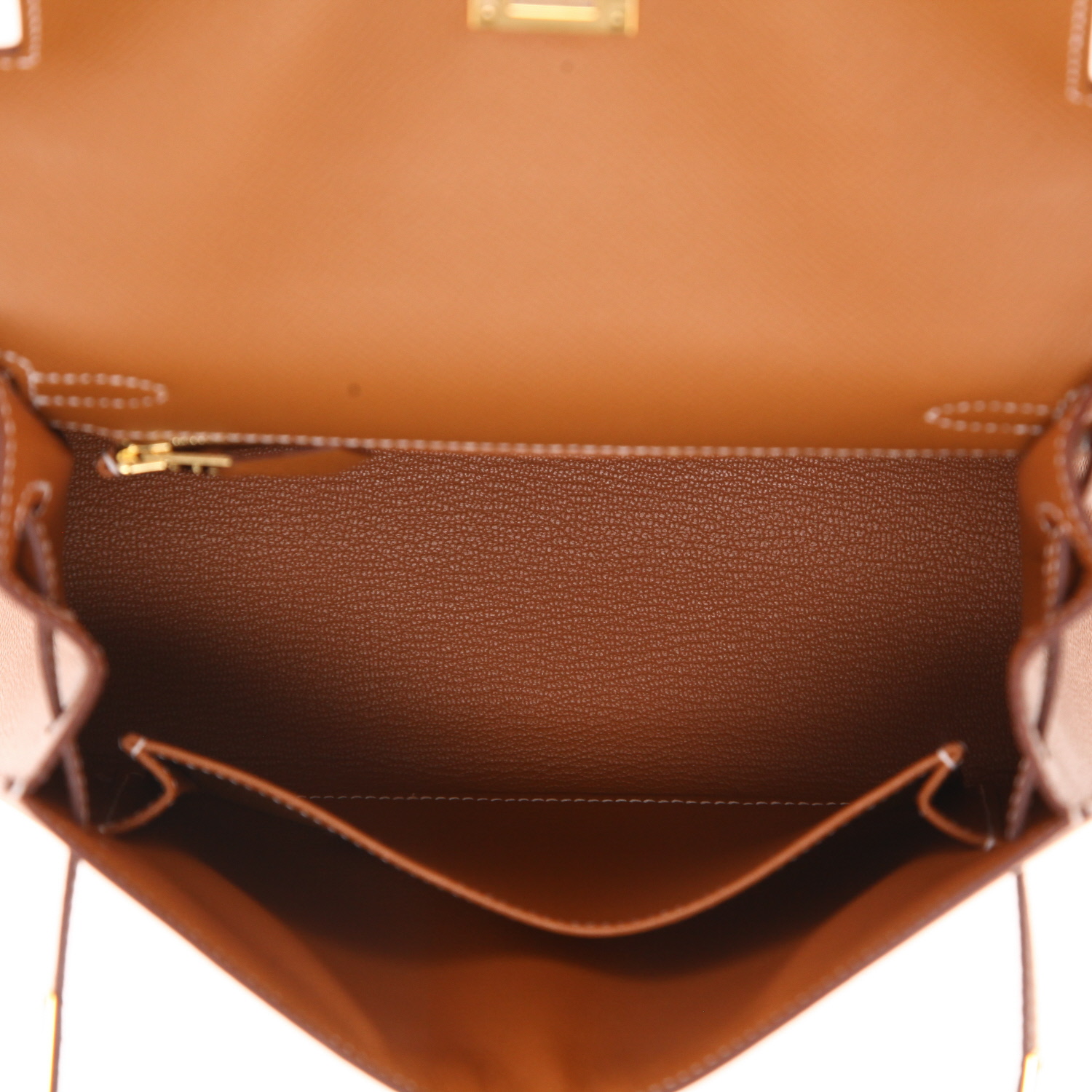 Sac à main Hermès  Kelly 25 cm en cuir epsom gold - Detail D3