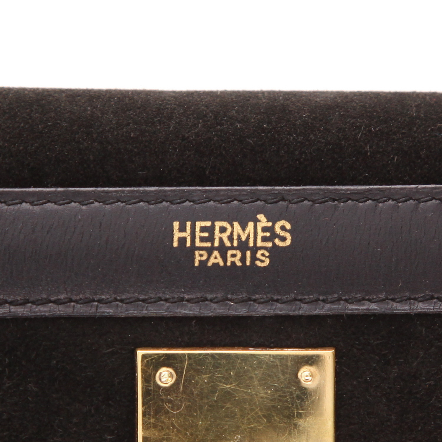 Hermès  Kelly 32 cm handbag  in black doblis calfskin  and black leather - Detail D2