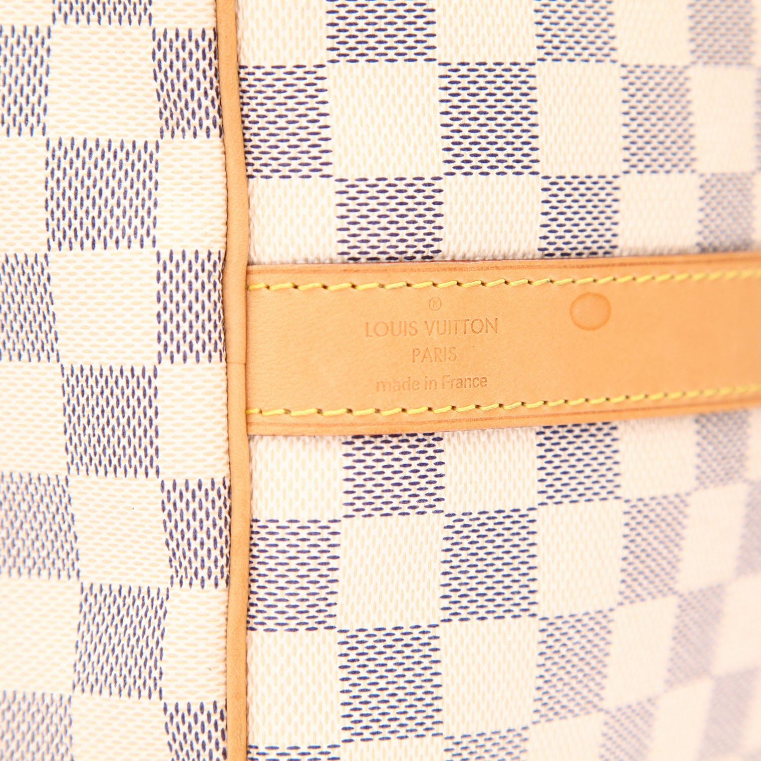Borsa da viaggio Louis Vuitton  Keepall 55 in tela a scacchi azzurro e pelle naturale - Detail D2