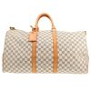 Bolsa de viaje Louis Vuitton  Keepall 55 en lona a cuadros azul celeste y cuero natural - Detail D4 thumbnail