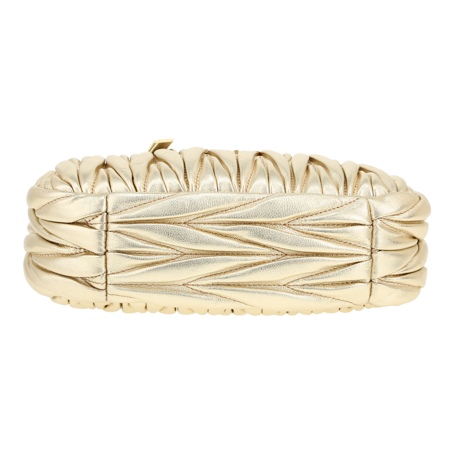 Sac bandoulière Miu Miu  Miu Wander petit modèle  en cuir tressé doré - Detail D1