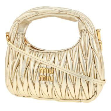 Borsa a tracolla Miu Miu  Miu Wander modello piccolo  in pelle intrecciata dorata