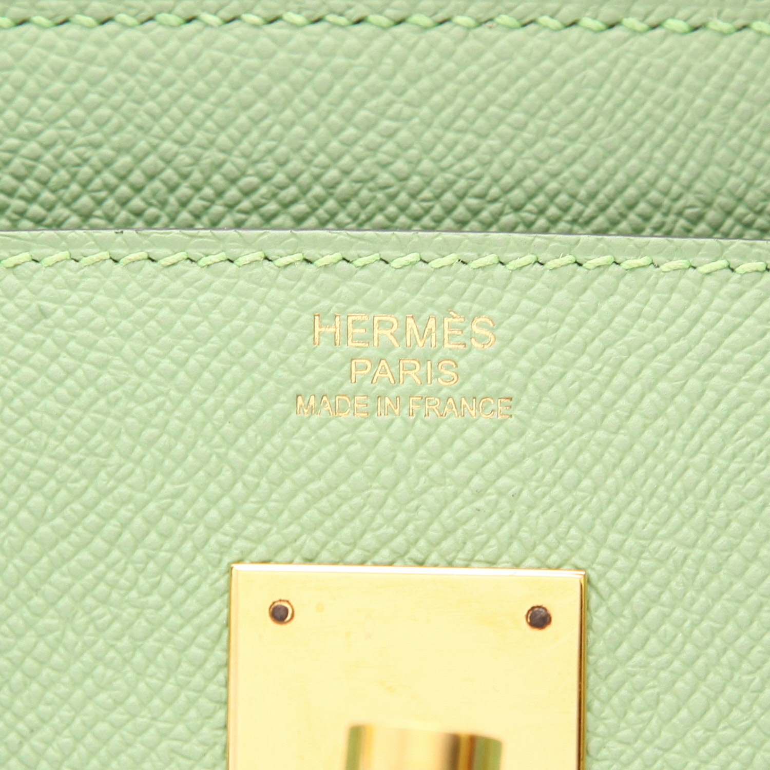 Sac à main Hermès  Birkin 30 cm en cuir epsom Vert Criquet - Detail D2