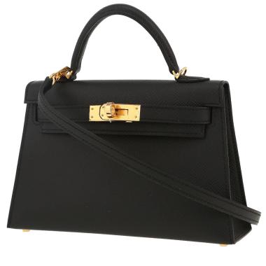 Bolso bandolera Hermès  Kelly 20 cm en cuero epsom negro