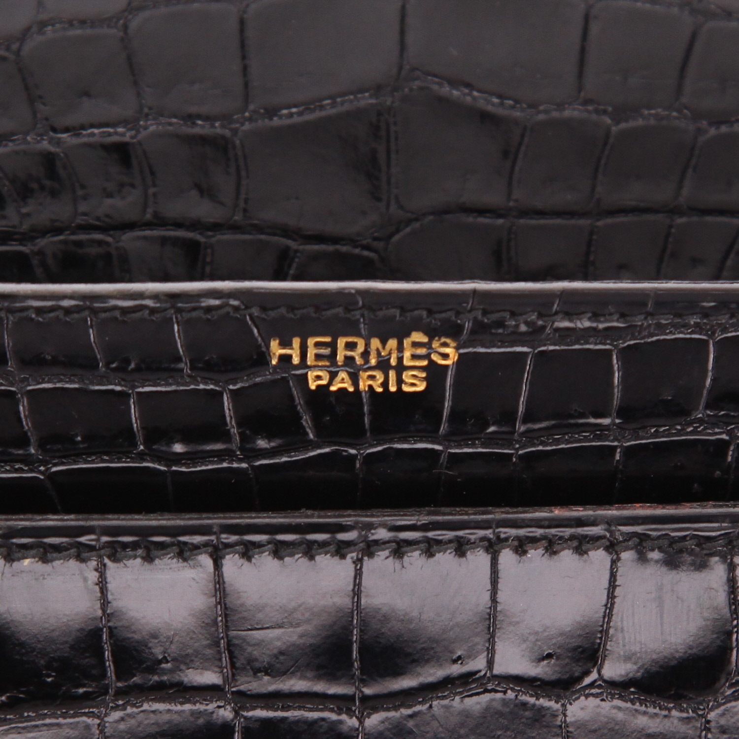 Hermès  Palonnier handbag  in black crocodile - Detail D2