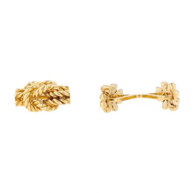 Coppia di gemelli rigida Hermès Noeud Marin in oro giallo