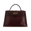 Borsa Hermès  Kelly 32 cm in coccodrillo bordeaux - 360 thumbnail