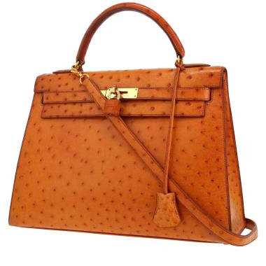 Sac à main Hermès  Kelly 32 cm en autruche gold