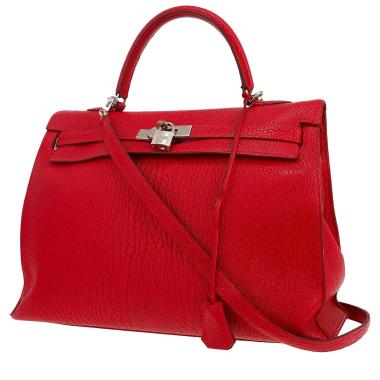 Bolso de mano Hermès  Kelly 35 cm en cabra roja