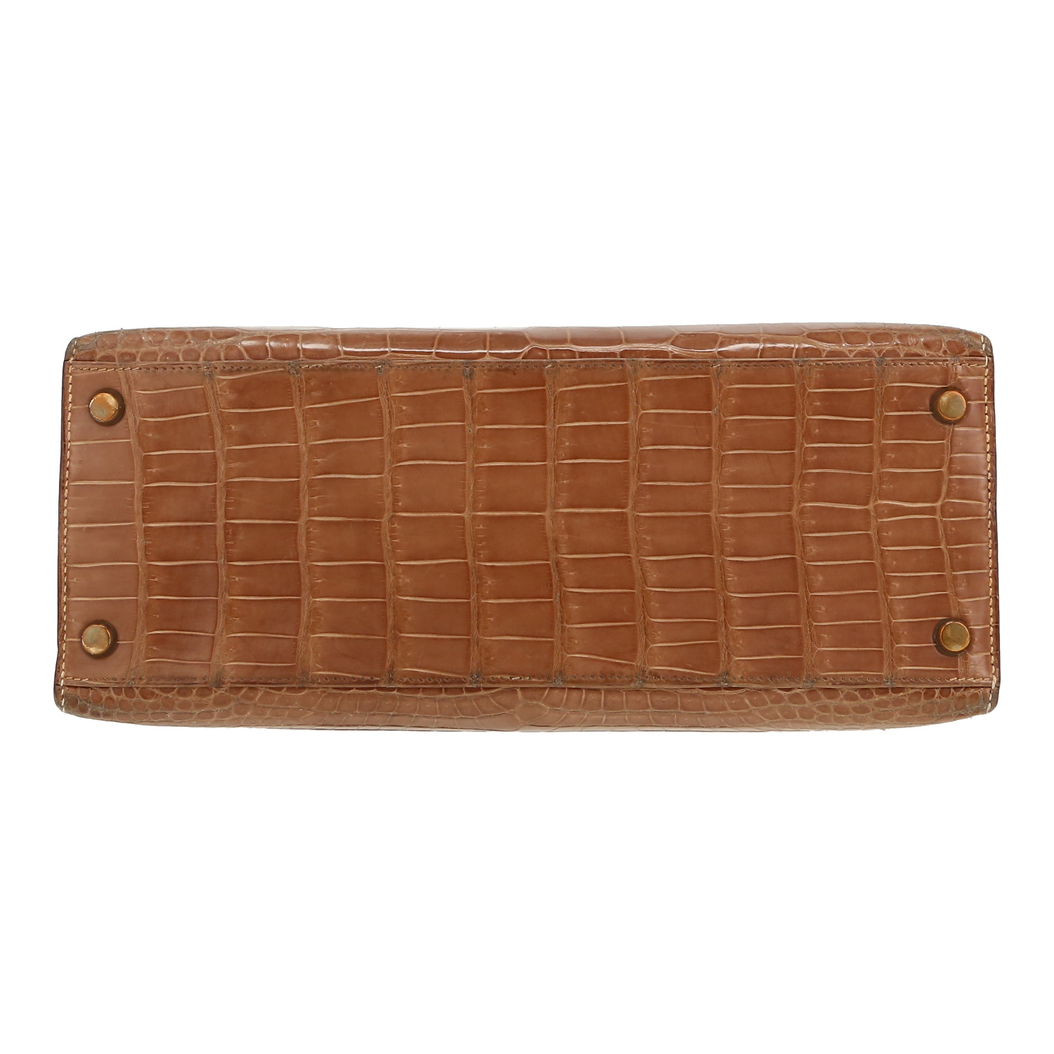 Hermès  Kelly 28 cm handbag  in Beige Ficelle crocodile - Detail D1