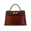 Hermès  Kelly 32 cm handbag  in brown crocodile - 360 thumbnail