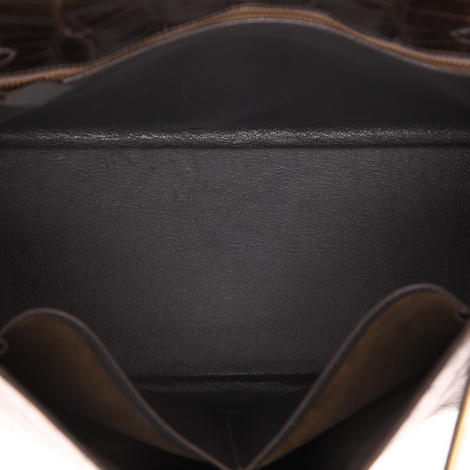 Sac à main Hermès  Kelly 32 cm en alligator tricolore marron étoupe et cognac - Detail D3