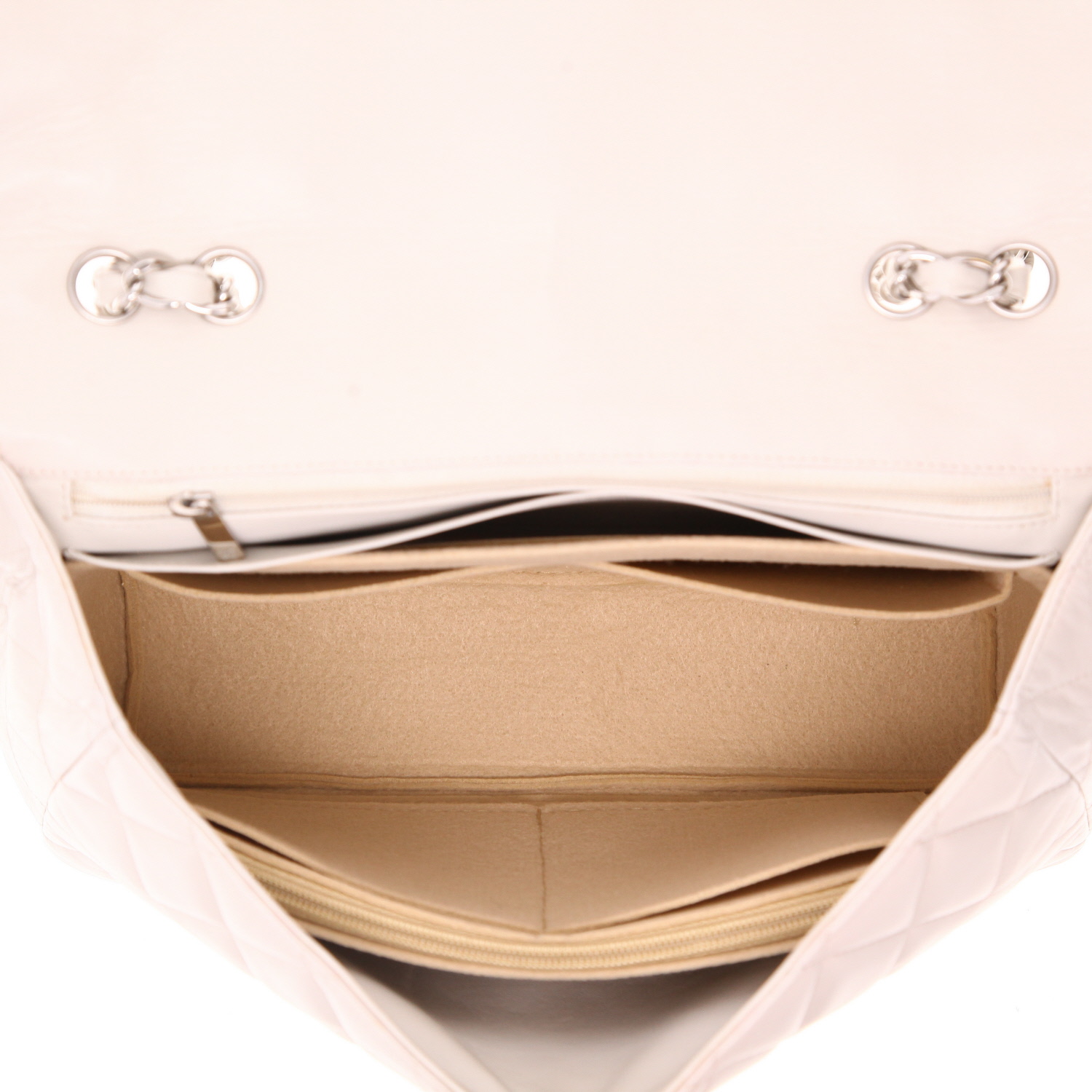 Chanel  Timeless Jumbo shoulder bag  in grey quilted leather - Detail D3