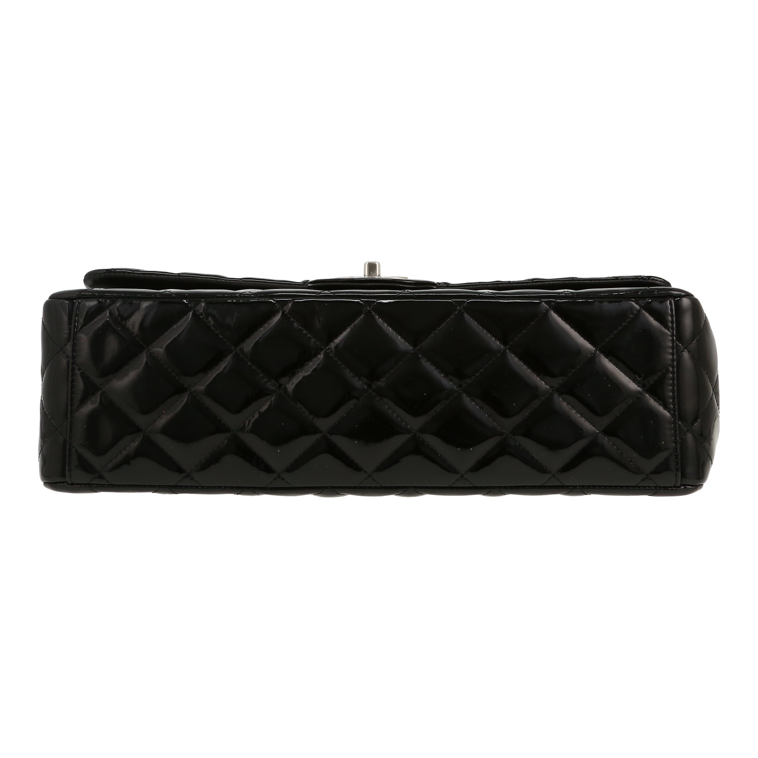 Chanel  Timeless Maxi Jumbo shoulder bag  in black patent quilted leather - Detail D1