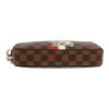 Louis Vuitton  Edition Limitée Chapman Brothers pouch  in ebene damier canvas  and brown leather - Detail D1 thumbnail