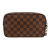 Louis Vuitton  Edition Limitée Chapman Brothers pouch  in ebene damier canvas  and brown leather - Detail D4 thumbnail