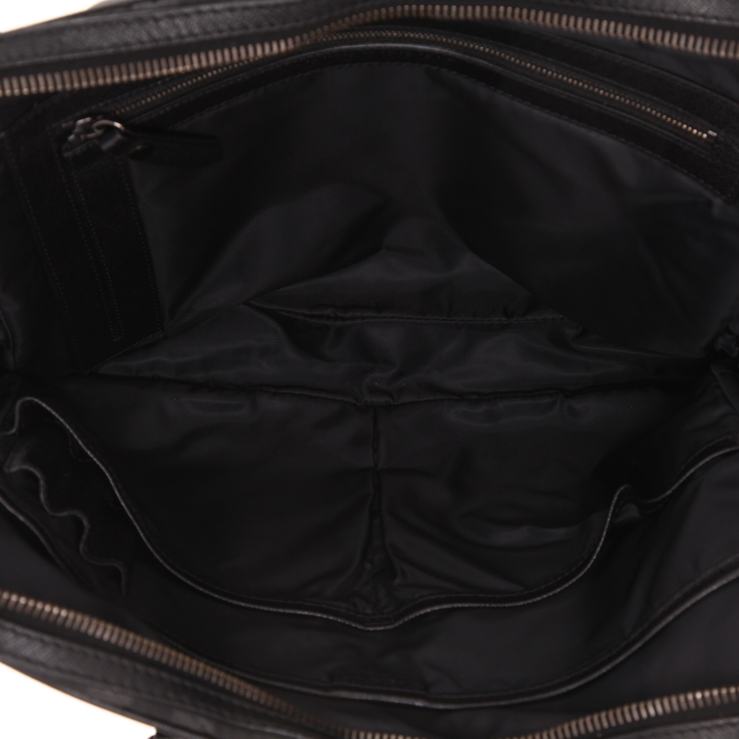 Burberry briefcase in black and grey Haymarket canvas and black leather - Detail D3