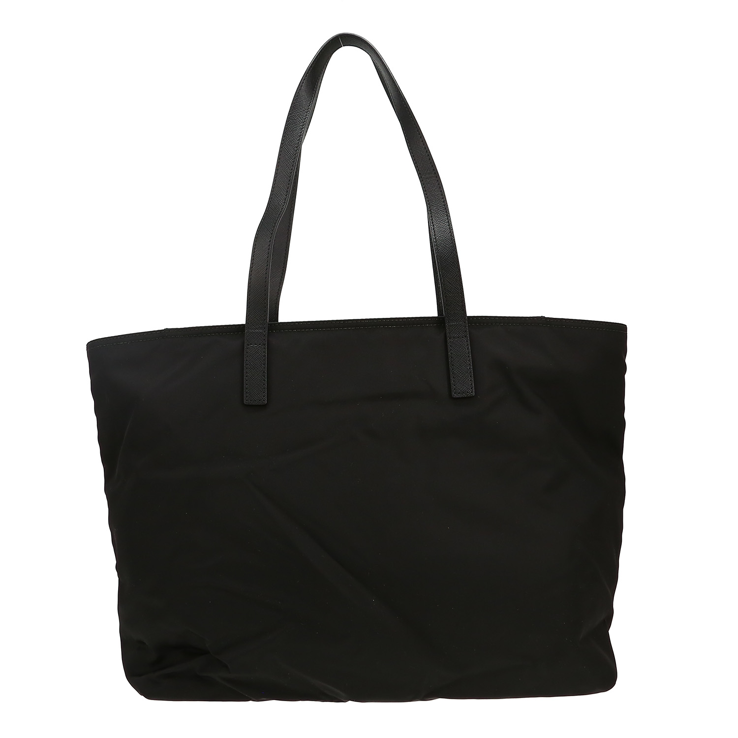 Prada  Re-nylon medium model  shopping bag  in black canvas and leather - Detail D4