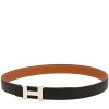 Hermès  Ceinture H belt  in black Swift leather  and gold epsom leather - 00pp thumbnail