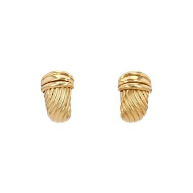 Paire de boucles d'oreilles années 1980 O.J. Perrin en or jaune
