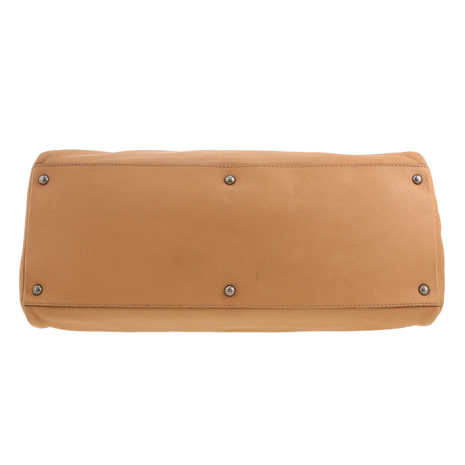 Sac à main Fendi Peekaboo grand modèle en cuir beige - Detail D1
