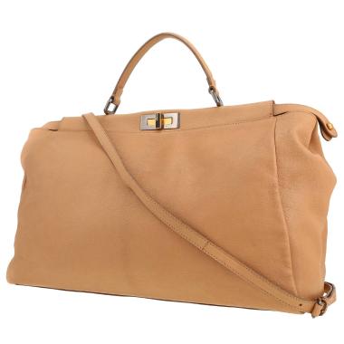 Fendi  Peekaboo large model  handbag  in beige leather