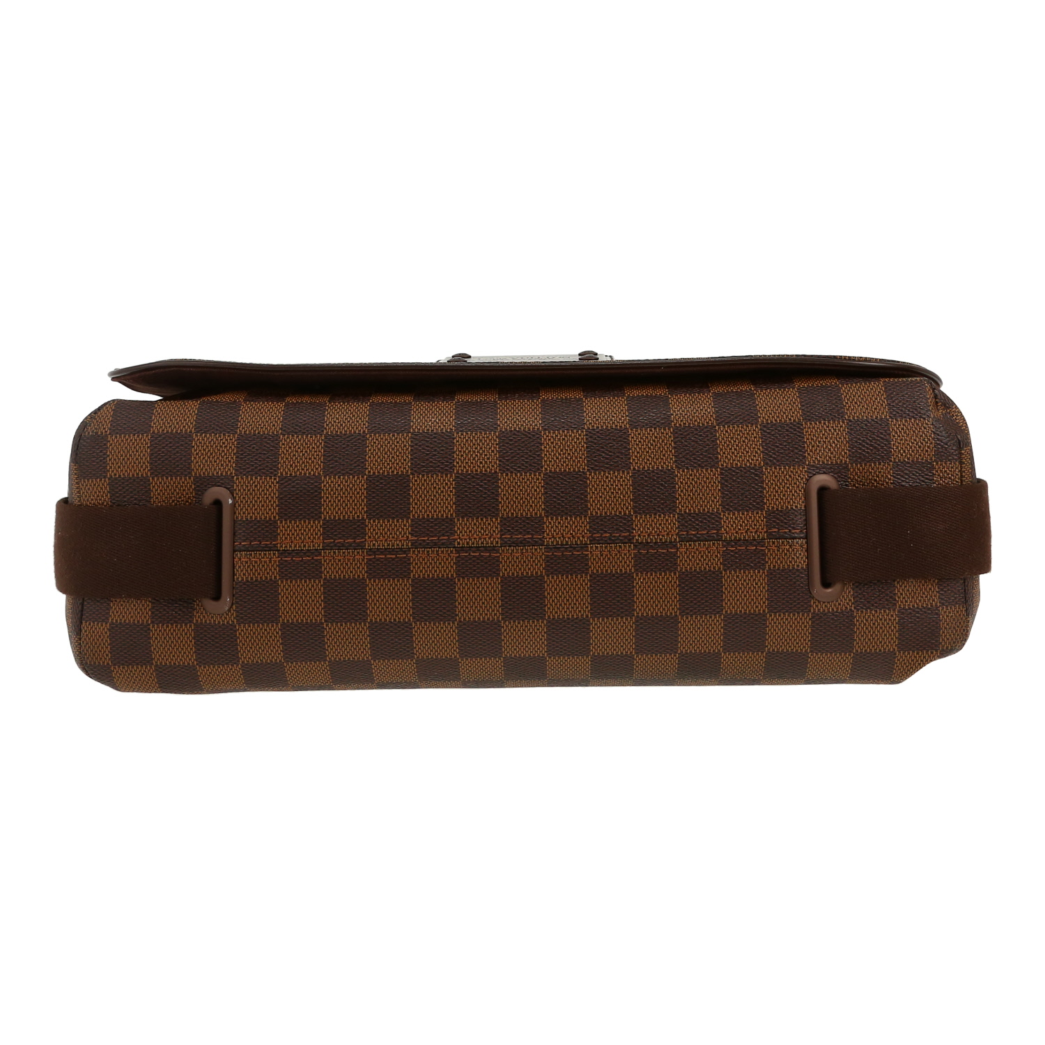 Louis Vuitton  Brooklyn shoulder bag  in ebene damier canvas  and brown leather - Detail D1