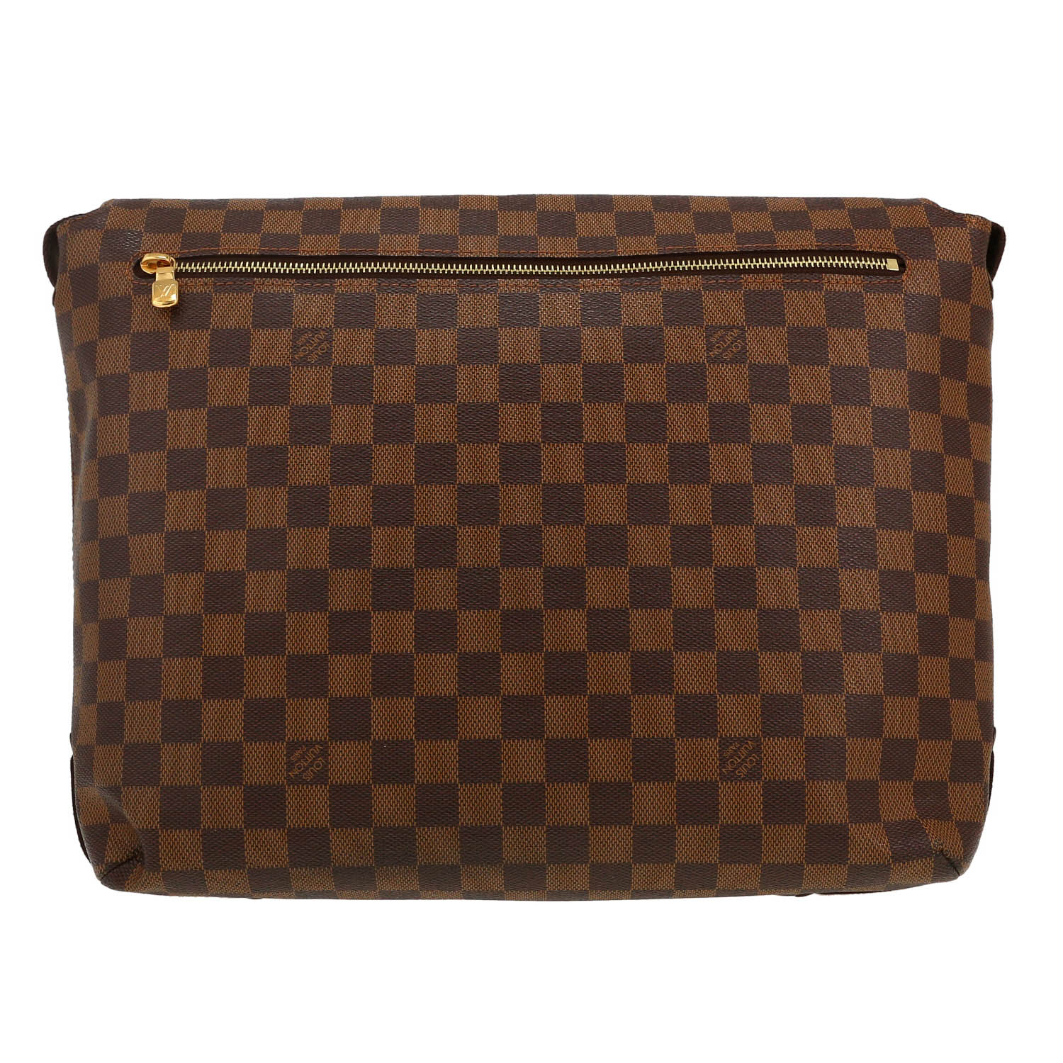 Louis Vuitton  Brooklyn shoulder bag  in ebene damier canvas  and brown leather - Detail D4