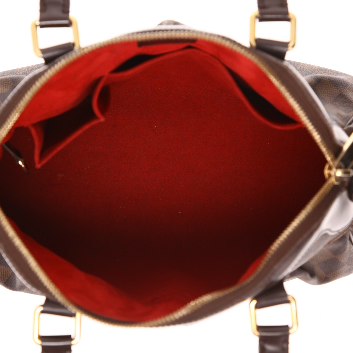 Bolso de mano Louis Vuitton  Trevi en lona a cuadros ébano y cuero marrón - Detail D3