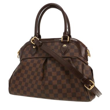 Sac à main Louis Vuitton  Trevi en toile damier ébène et cuir marron