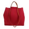 Hermès  Cabag shopping bag  in red canvas  and brown Hunter cowhide - Detail D4 thumbnail