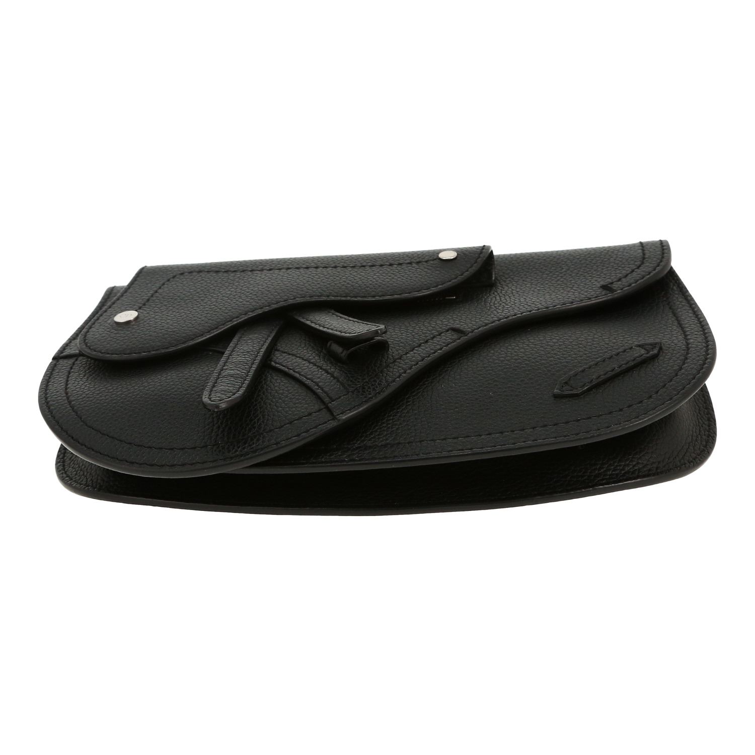 Dior  Pochette Saddle clutch-belt  in black grained leather - Detail D1