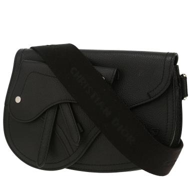 Bolsito-cinturón Dior  Pochette Saddle en cuero granulado negro