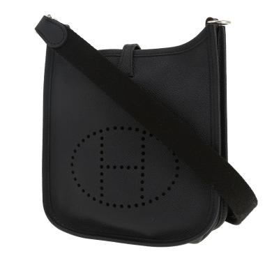 Sac bandoulière Hermès  Mini Evelyne en cuir epsom Bleu Caban