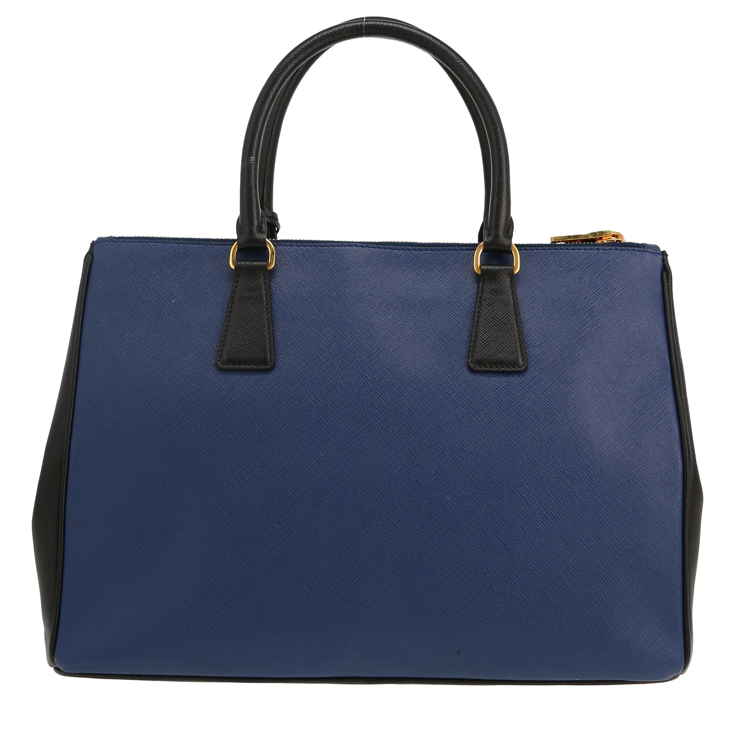 Prada  Galleria handbag  in black and blue leather saffiano - Detail D4