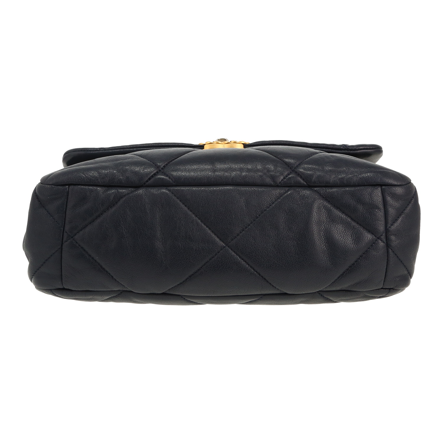 Borsa a tracolla Chanel 19 modello grande in pelle trapuntata blu marino - Detail D1