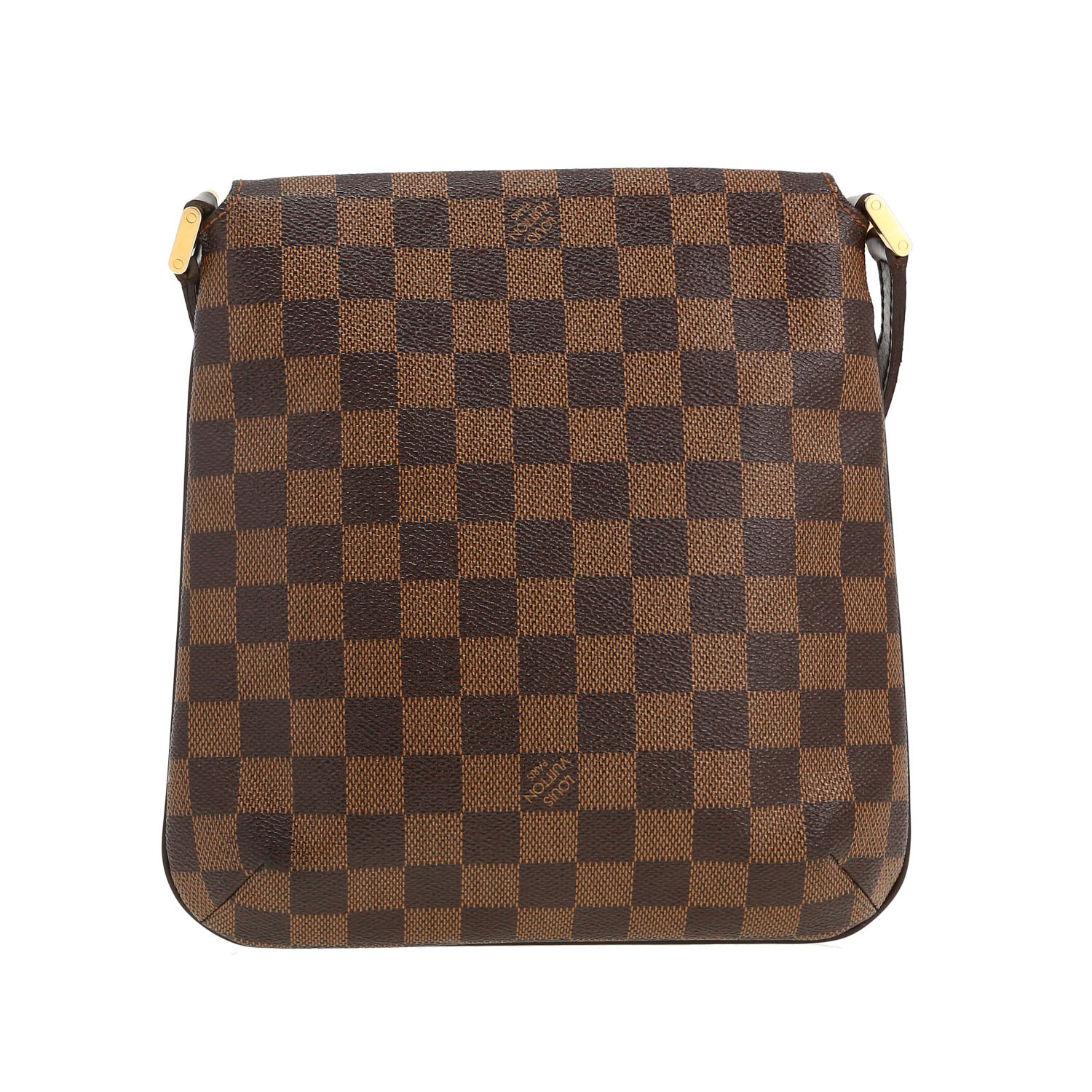 Louis Vuitton Salsa shoulder bag in ebene damier canvas and brown leather - Detail D4