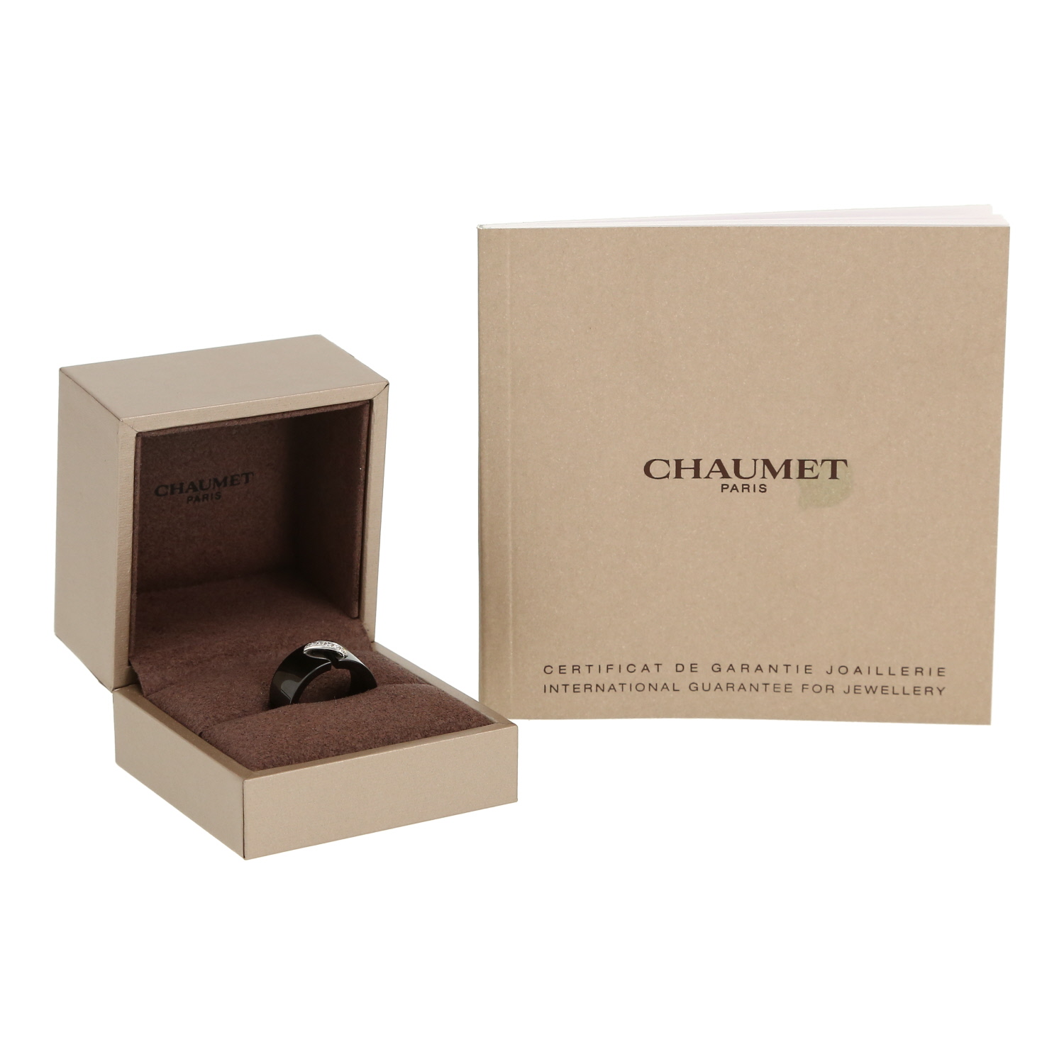 Bague Chaumet Lien moyen modèle en or blanc, céramique noire et diamants - Detail D2