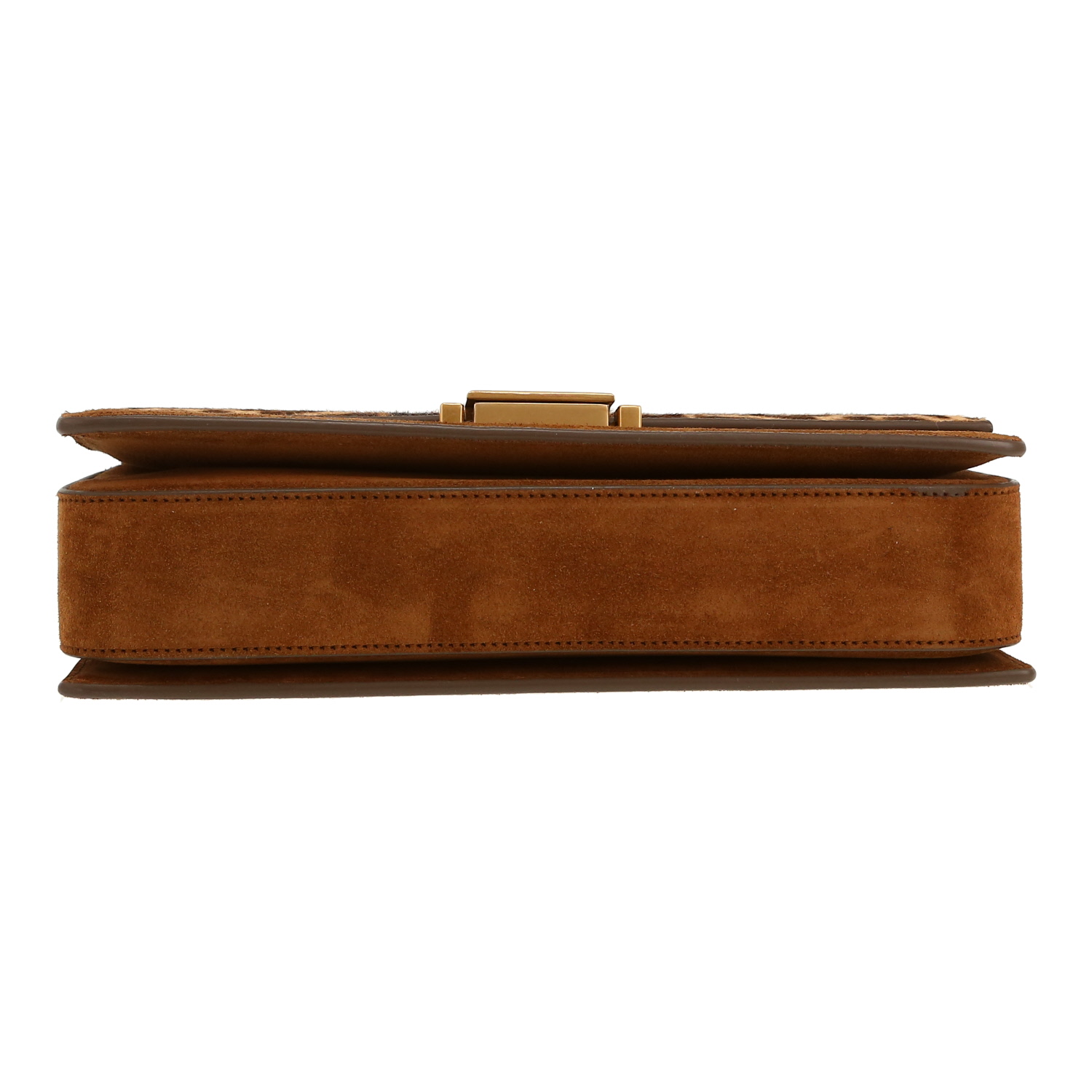 Sac bandoulière Saint Laurent Bellechasse en poulain marron et beige et Veau velours marron - Detail D1