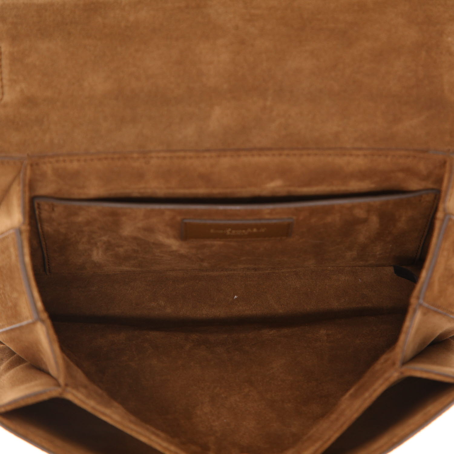 Sac bandoulière Saint Laurent Bellechasse en poulain marron et beige et Veau velours marron - Detail D7