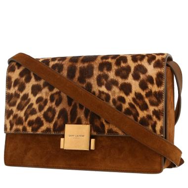 Borsa a tracolla Saint Laurent  Bellechasse in puledro marrone e beige e Veau velours marrone