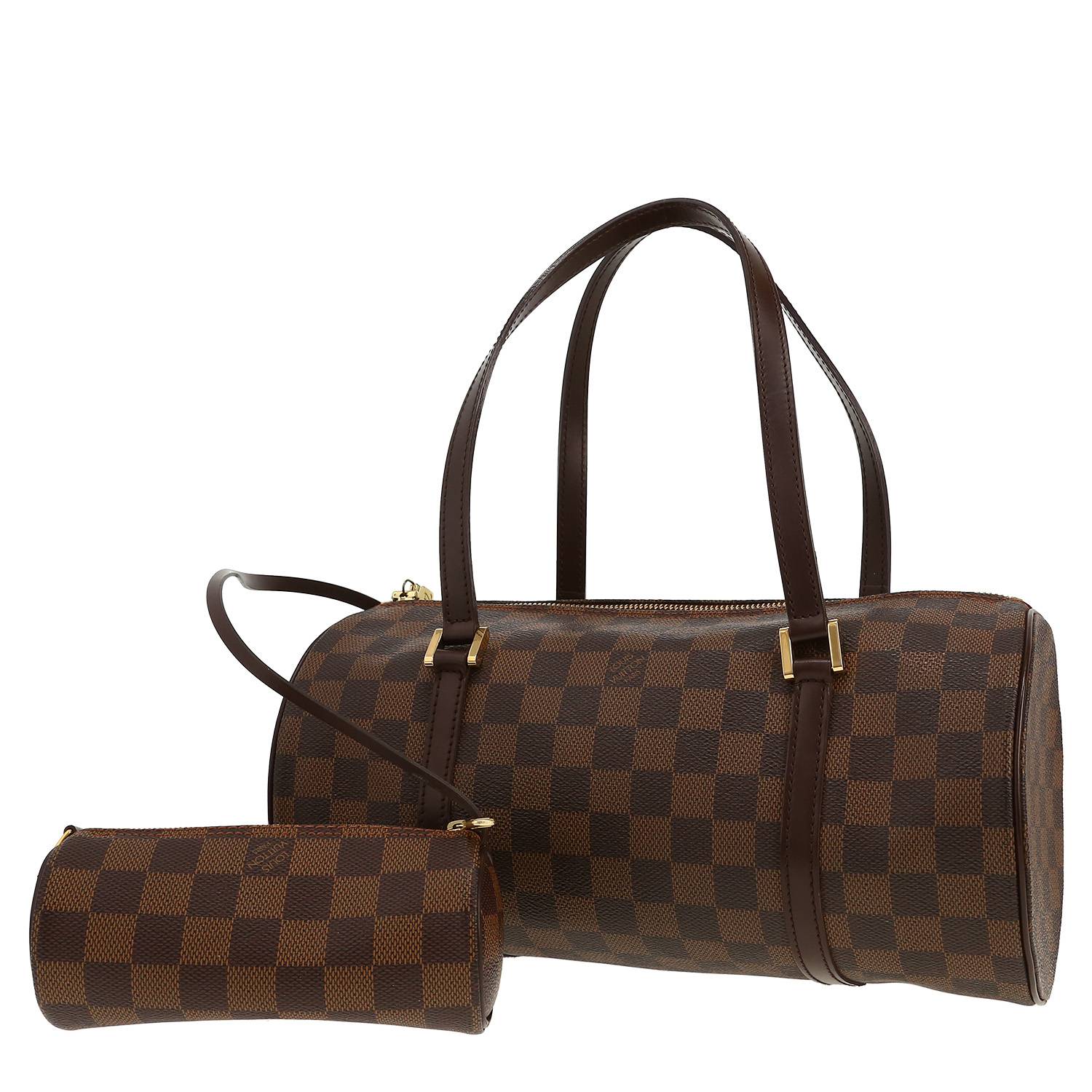 Borsa Louis Vuitton  Papillon in tela a scacchi ebana e pelle marrone