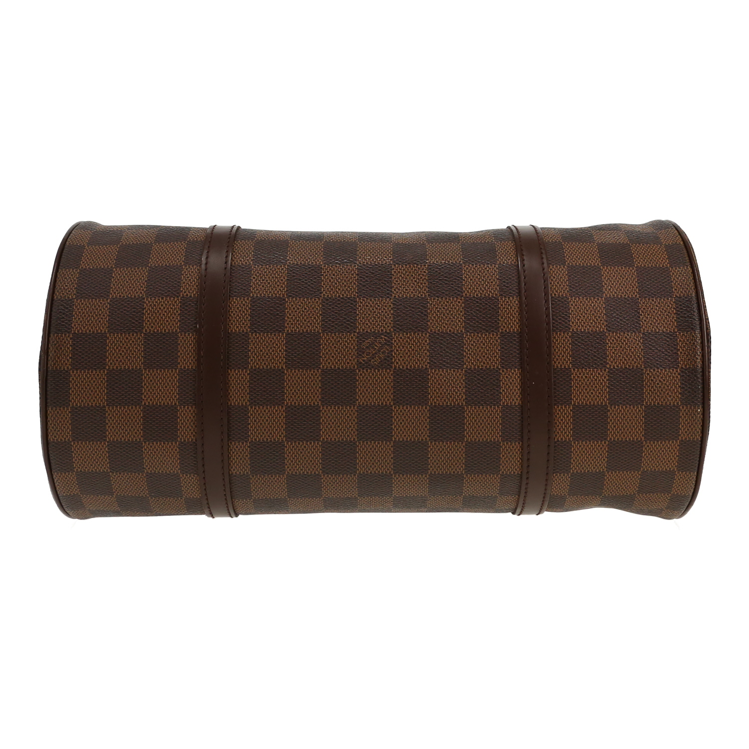 Sac à main Louis Vuitton  Papillon en toile damier ébène et cuir marron - Detail D1