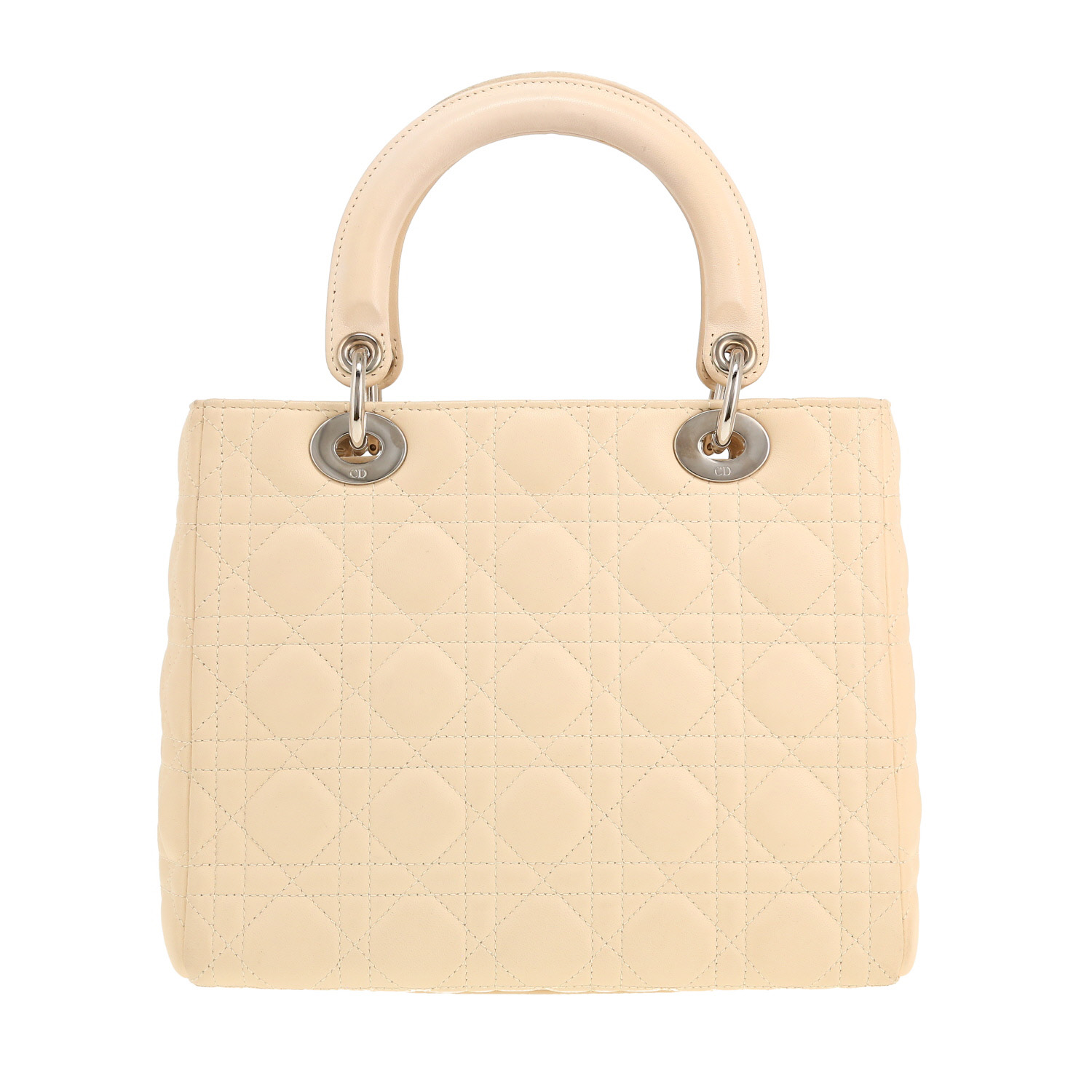 Sac à main Dior Lady Dior en cuir cannage beige - Detail D4