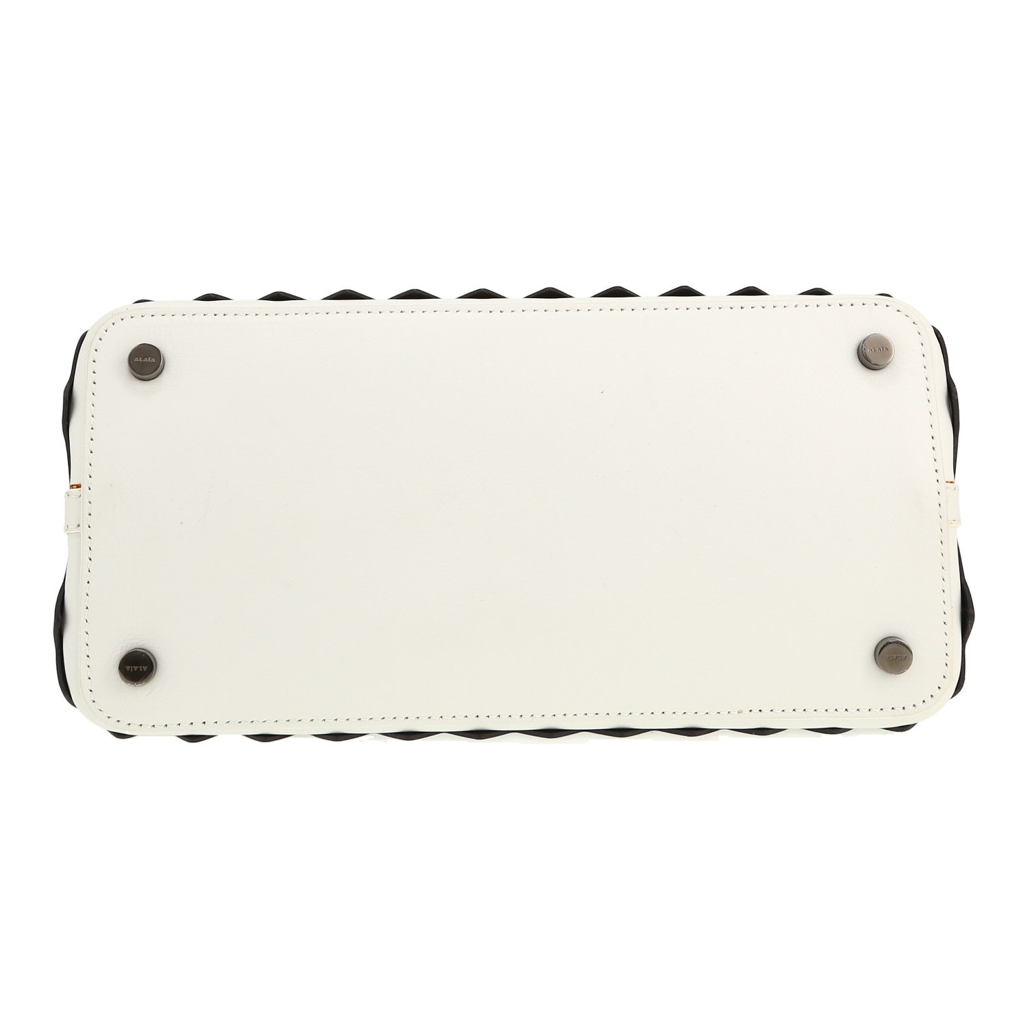 Alaïa Mina handbag in black and white leather - Detail D1