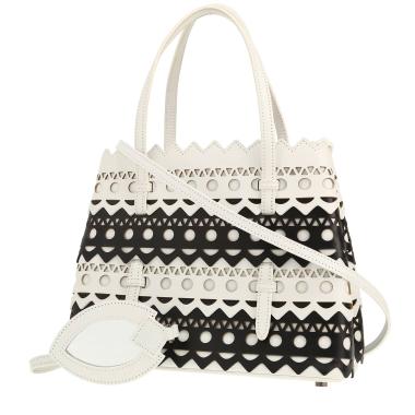 Sac à main Alaïa  Mina en cuir noir et blanc